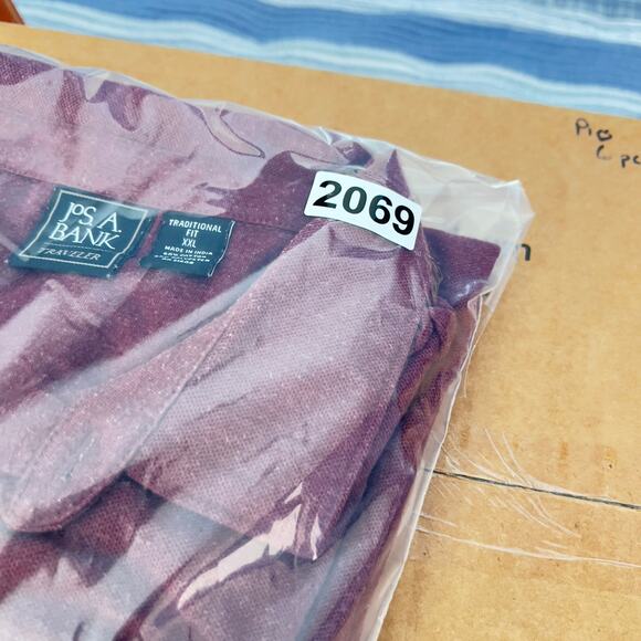 Jos. A. Bank Traveler Polo Shirt Men's XXL Traditional Fit Maroon Long Sleeve - Picture 11 of 11